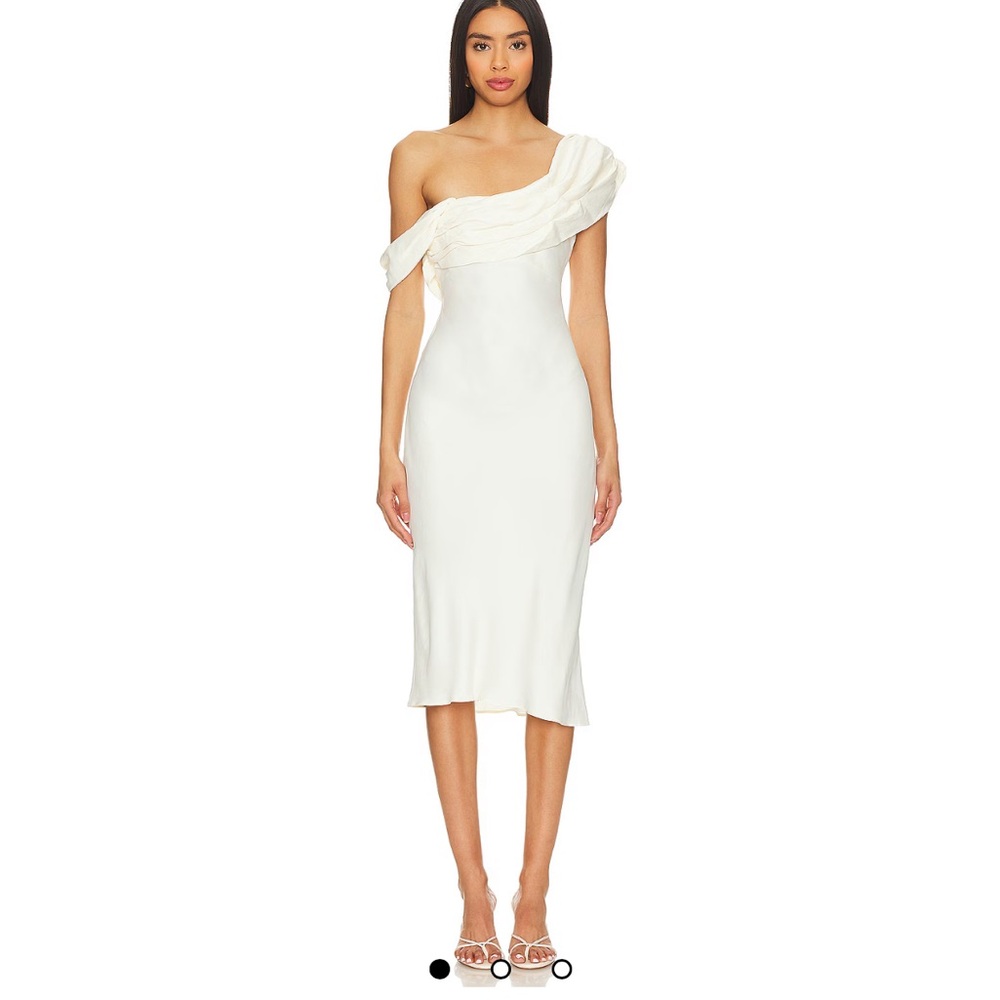 REVOLVE One Shoulder Cream Dress